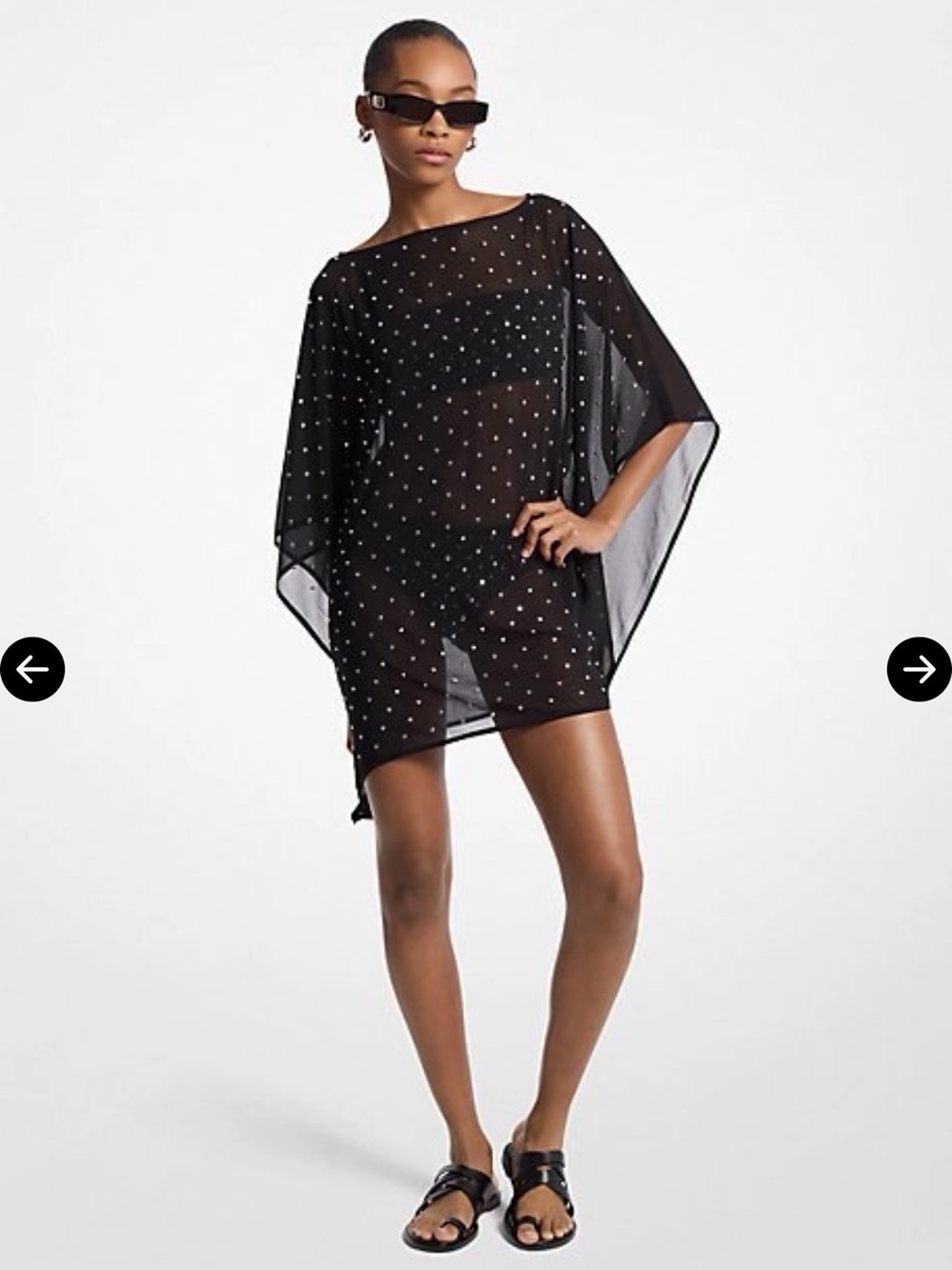 Michael Kors Black Sheer Polka Dot Swim Cover-Up Tunic
